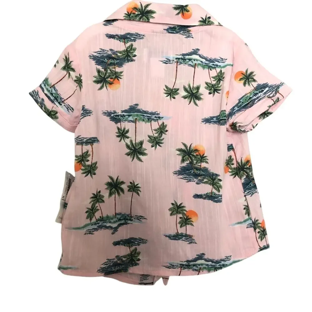 Old Navy Kids Tropical Print Button Front Blouse Sz 2T